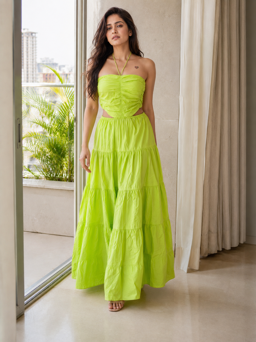 Lime Tiered Maxi Dress