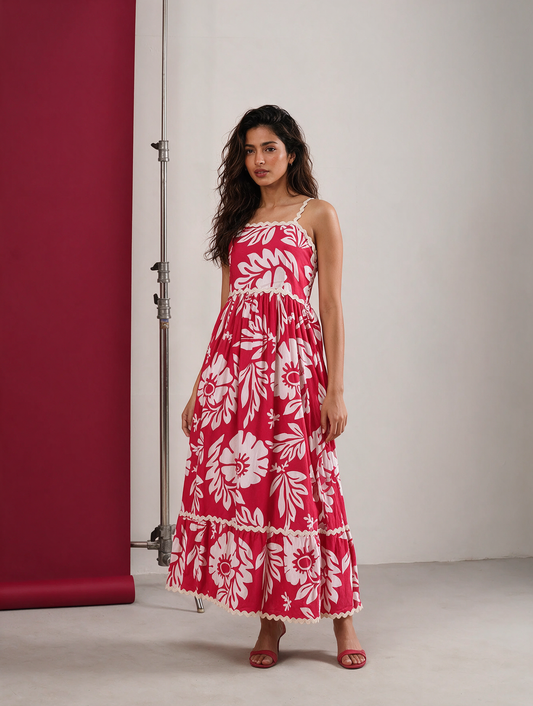 Elena Floral Pink Dress