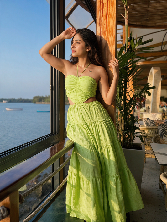 Lime Tiered Maxi Dress