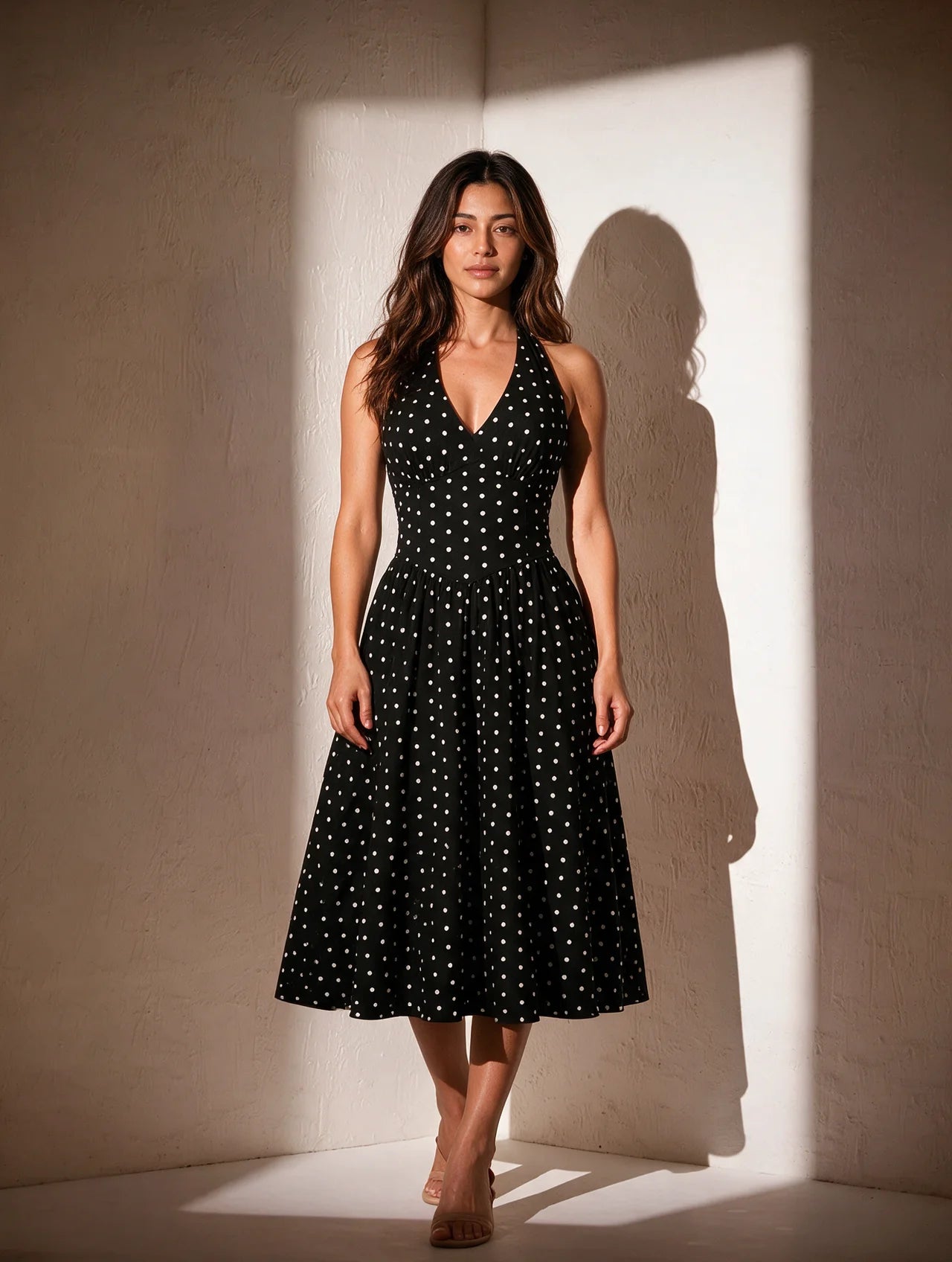 Polka Halter Neck Dress