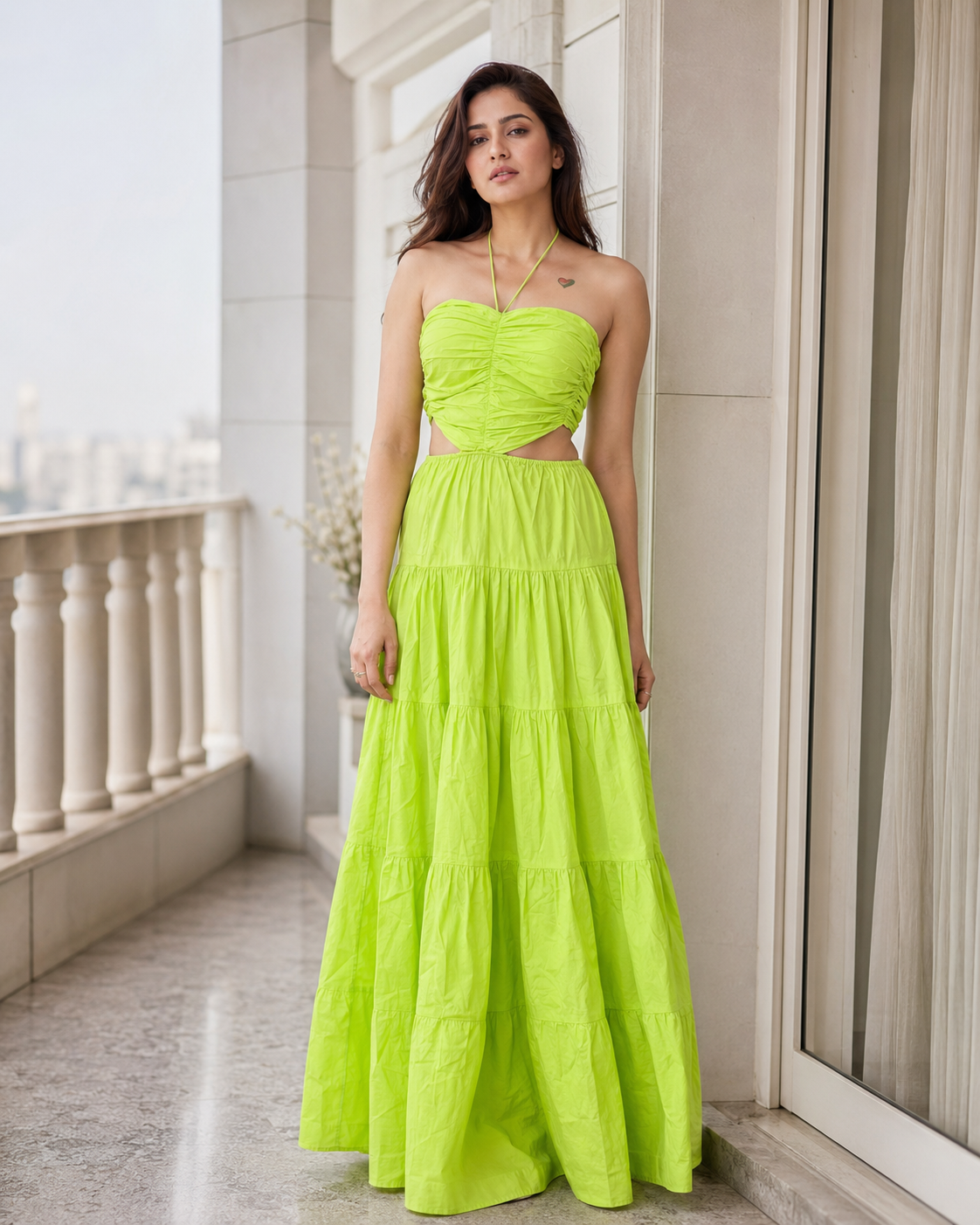 Lime Tiered Maxi Dress