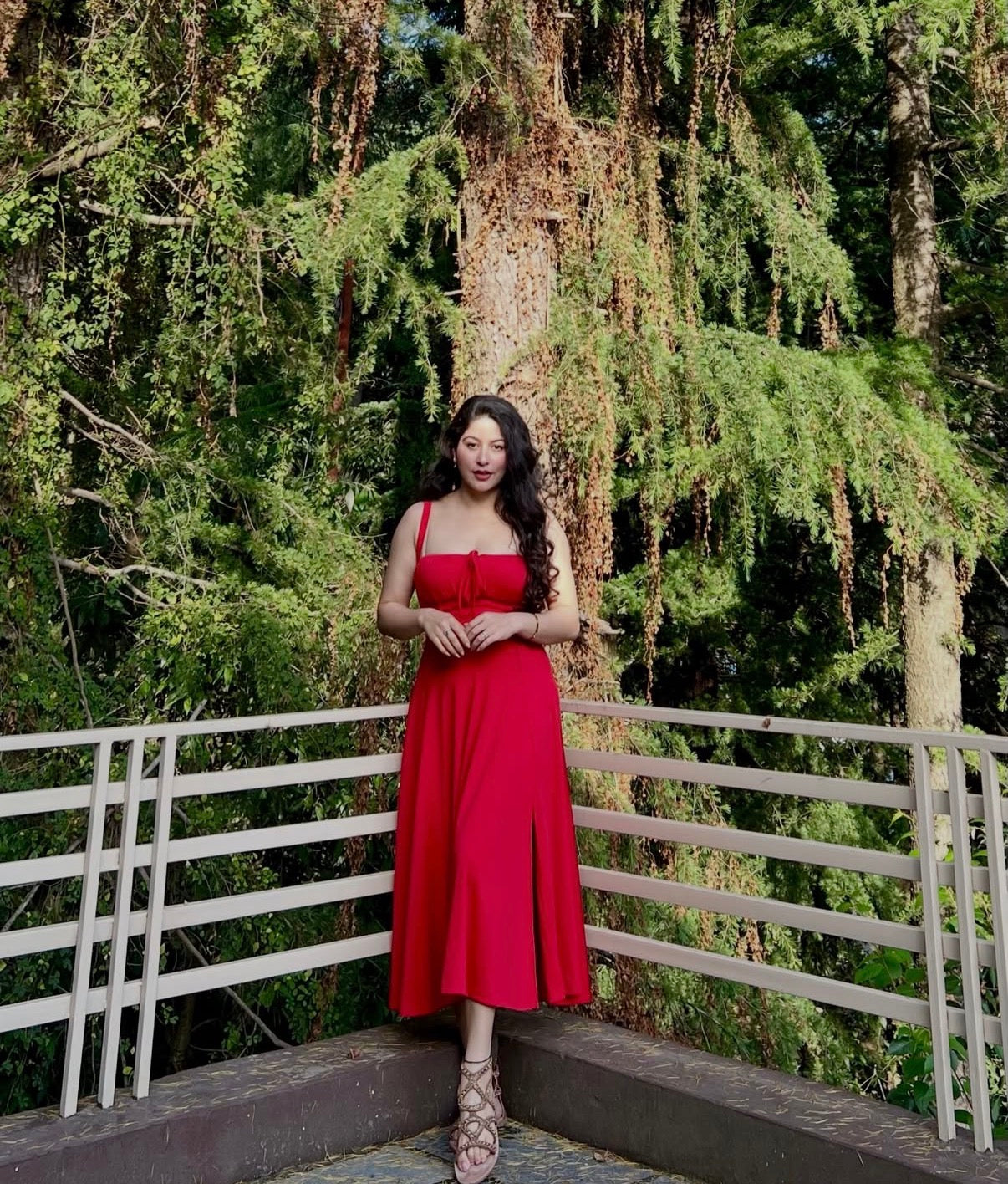 RED MAXI BUSTIER A-LINE DRESS