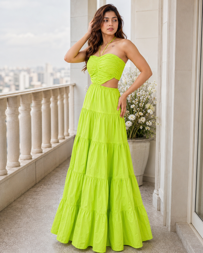 Lime Tiered Maxi Dress