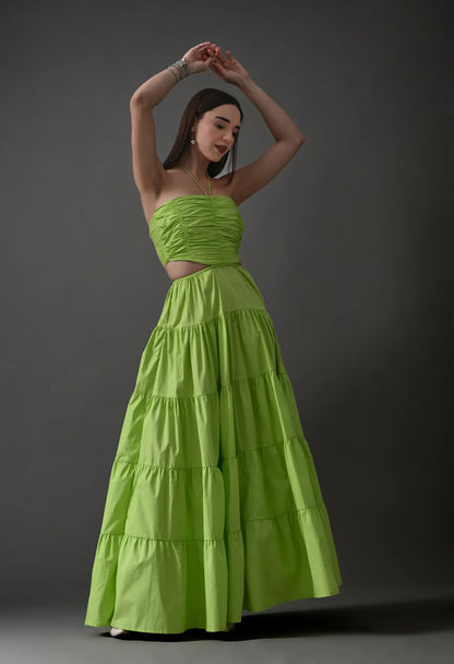Lime Tiered Maxi Dress