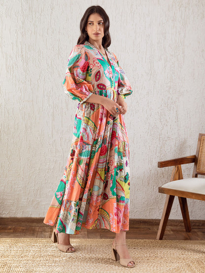 Multicolor Printed Cotton Dress