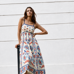 Azalea Print Spaghetti Dress