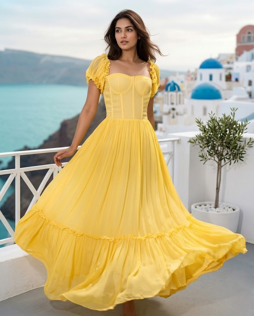 Yellow corset dress