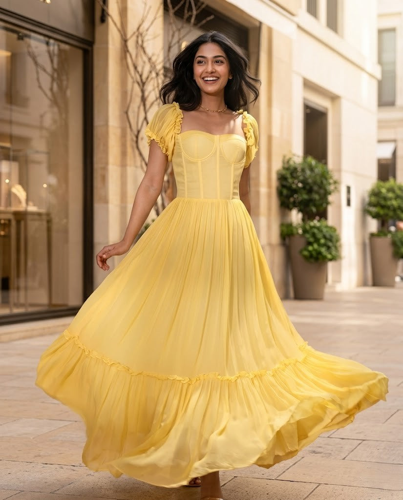 Yellow corset dress