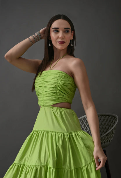 Lime Tiered Maxi Dress