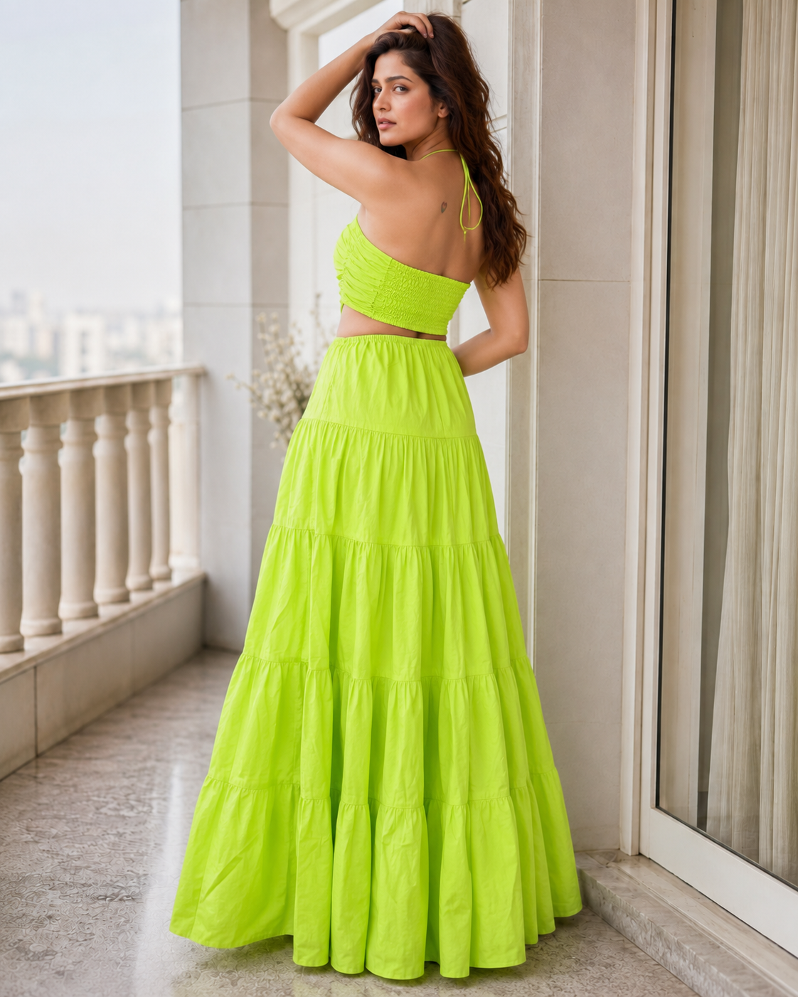 Lime Tiered Maxi Dress