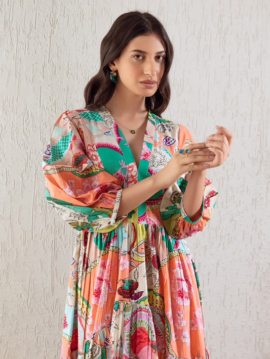 Multicolor Printed Cotton Dress