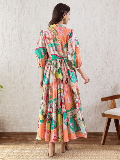 Multicolor Printed Cotton Dress