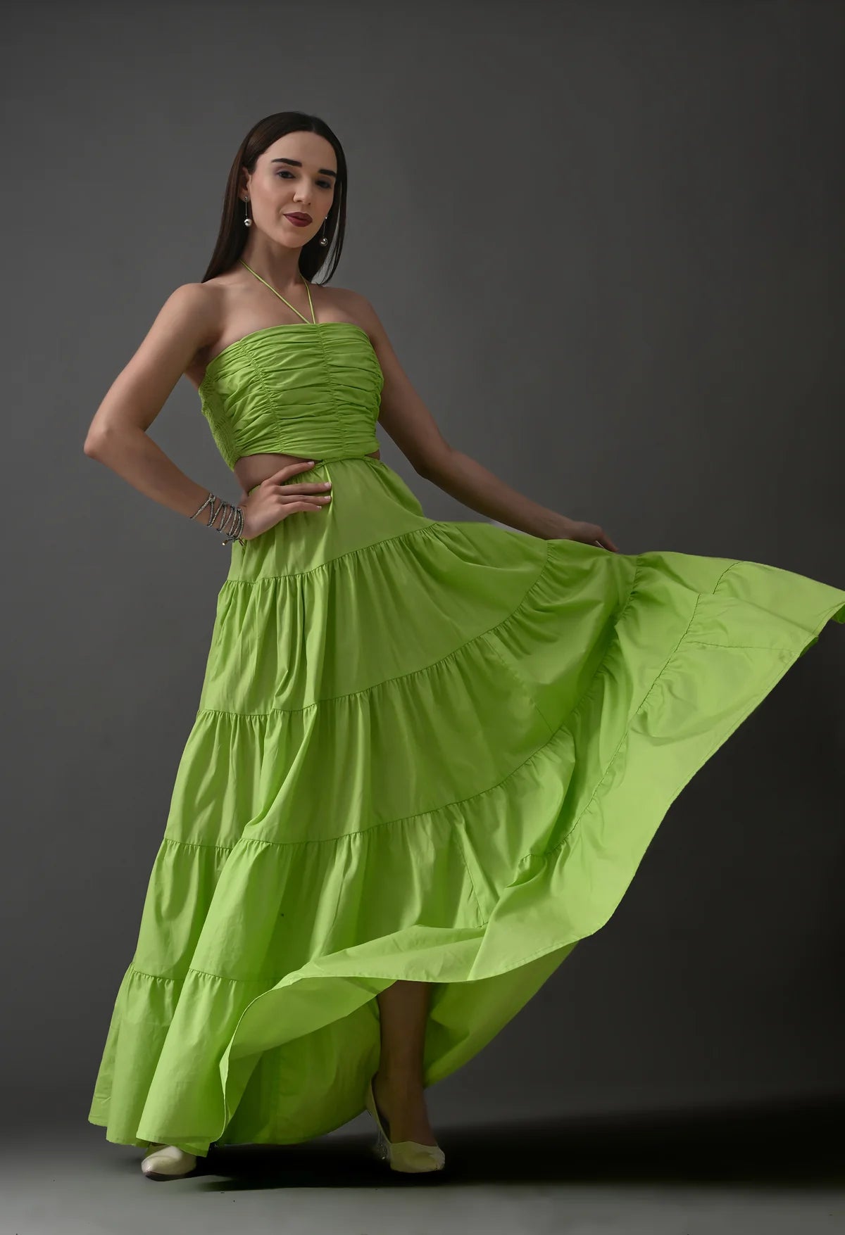 Lime Tiered Maxi Dress
