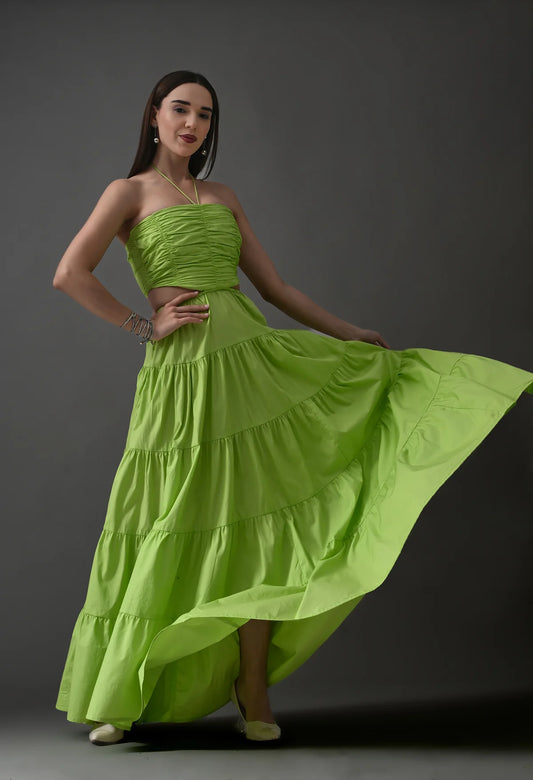 Lime Tiered Maxi Dress