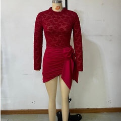 Red Lace Bow Dress