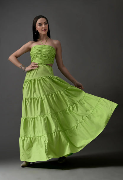 Lime Tiered Maxi Dress