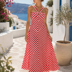 Halter Neck Red Strapy Dress