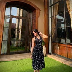 Polka Halter Neck Dress