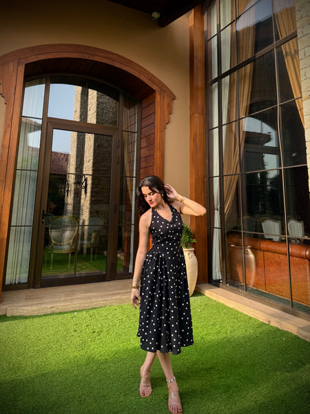 Polka Halter Neck Dress