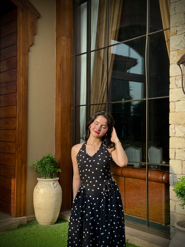 Polka Halter Neck Dress