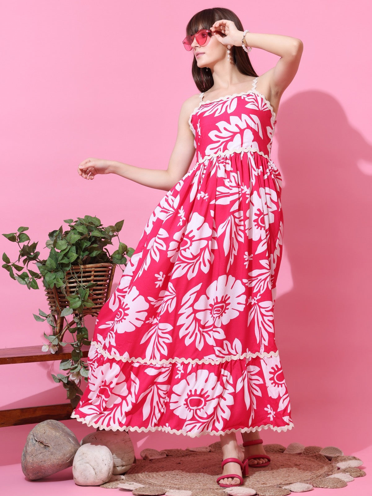 Elena Floral Pink Dress