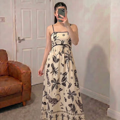 Tropical Off White Maxi Dress