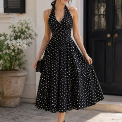 Polka Halter Neck Dress