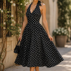 Polka Halter Neck Dress