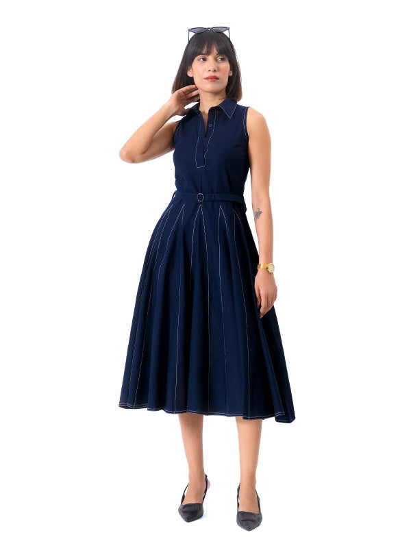 Navy Blue Flare Fit Dress