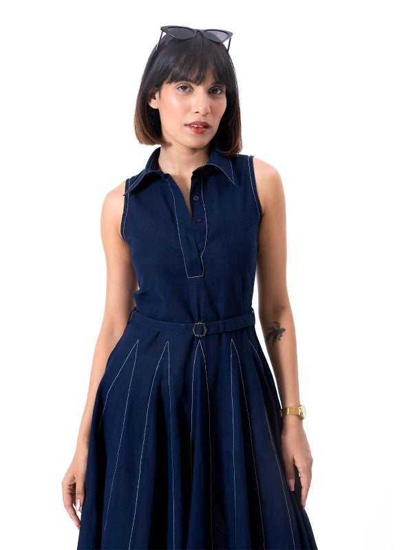 Navy Blue Flare Fit Dress
