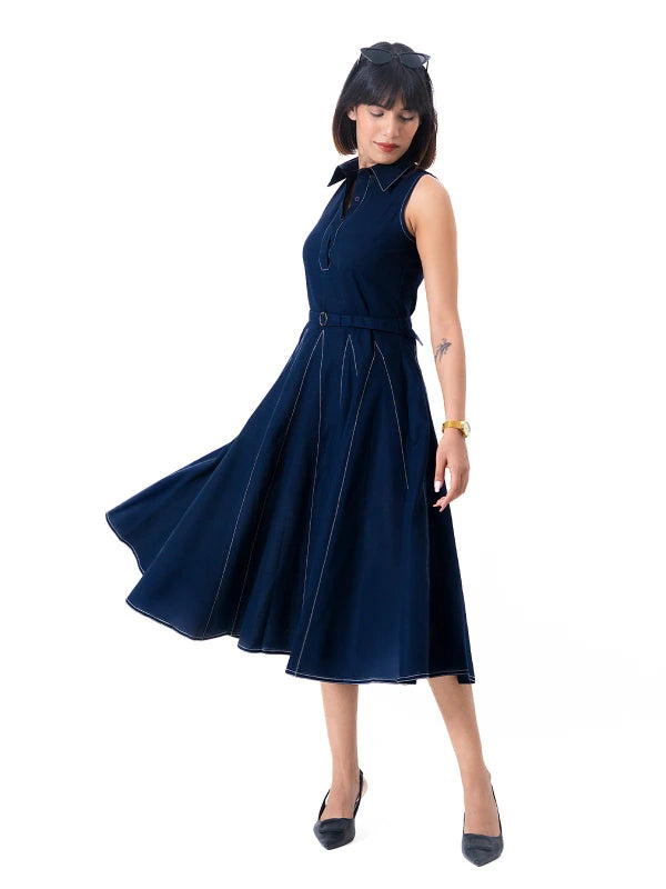 Navy Blue Flare Fit Dress