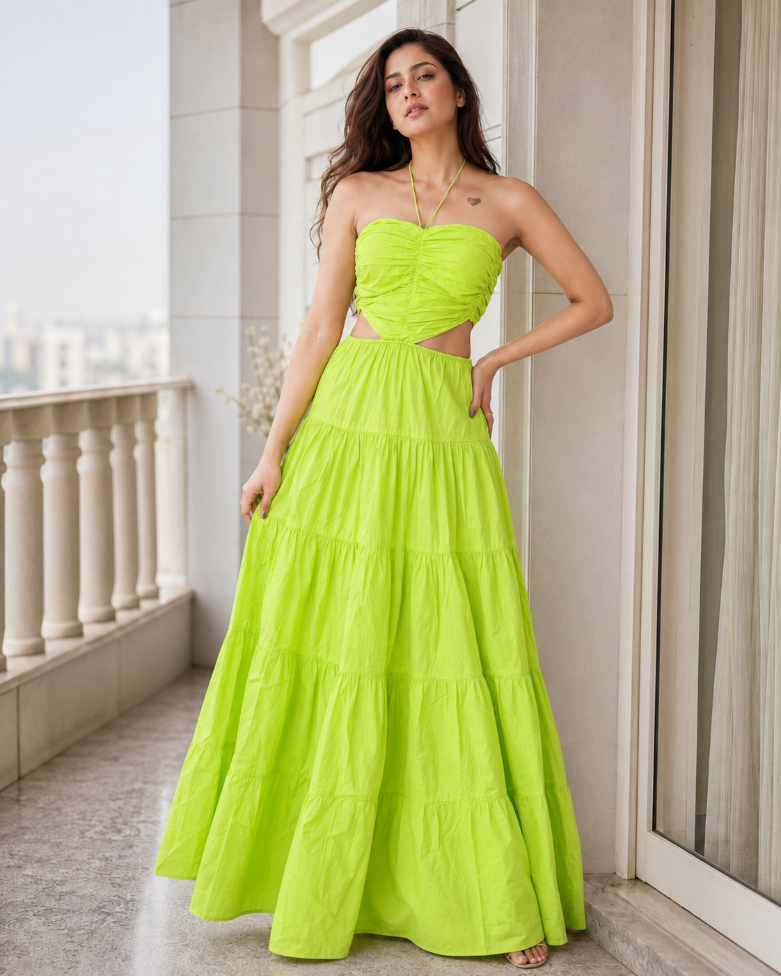 Lime Tiered Maxi Dress