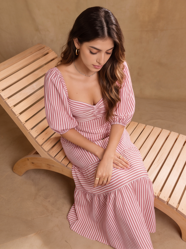 Amara Red Stripped Dress