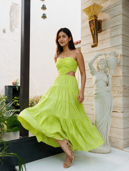 Lime Tiered Maxi Dress