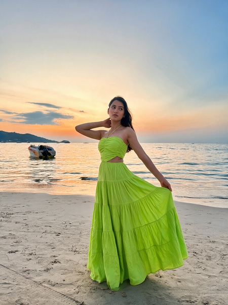 Lime Tiered Maxi Dress