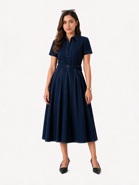Navy Blue Flare Fit Dress
