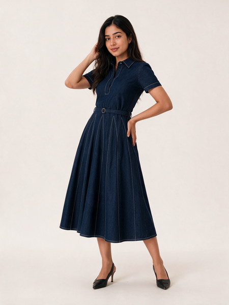 Navy Blue Flare Fit Dress