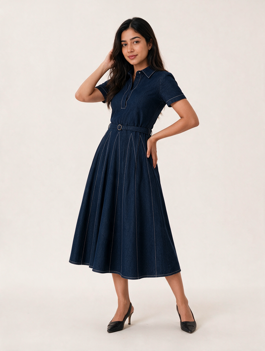 Navy Blue Flare Fit Dress