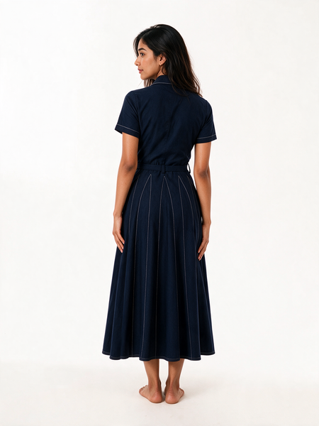 Navy Blue Flare Fit Dress