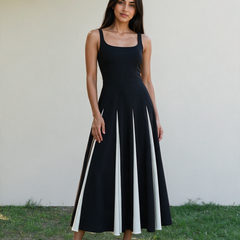 Monochrome Spagetti Strap Evening Maxi Dress