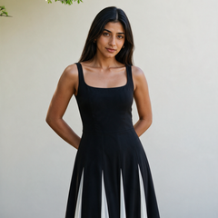 Monochrome Spagetti Strap Evening Maxi Dress