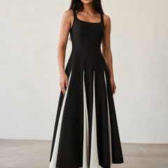 Monochrome Spagetti Strap Evening Maxi Dress