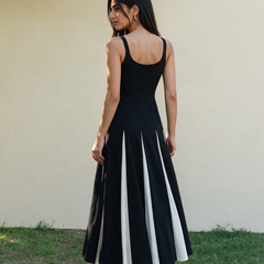 Monochrome Spagetti Strap Evening Maxi Dress