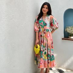 Multicolor Printed Cotton Dress