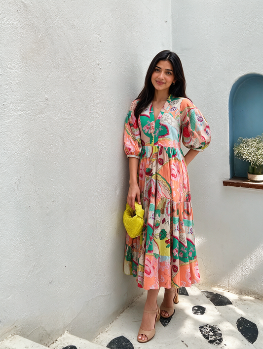 Multicolor Printed Cotton Dress