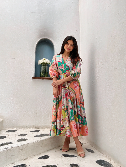 Multicolor Printed Cotton Dress