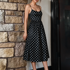 Black Polka Midi Dress