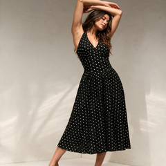 Polka Halter Neck Dress