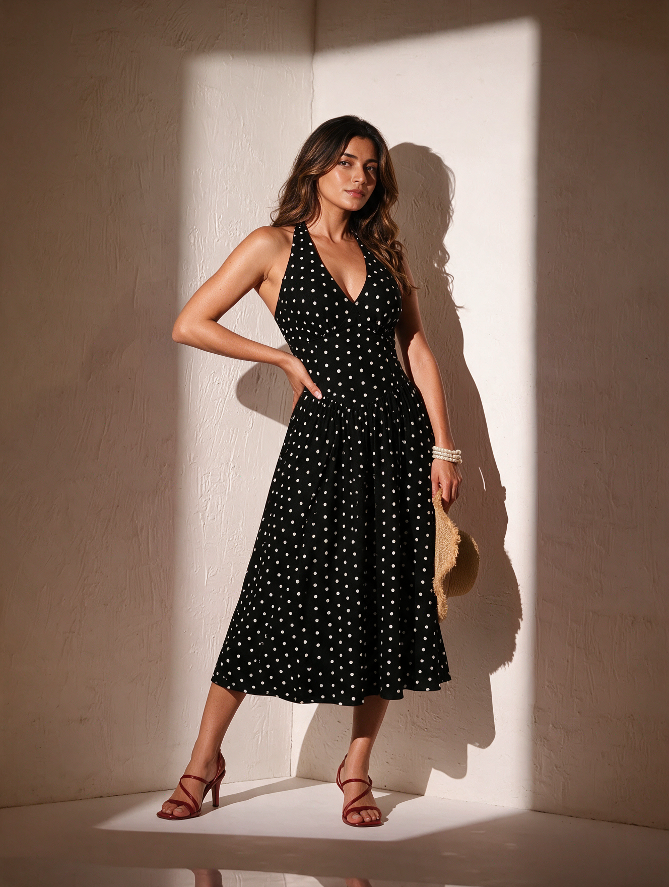 Polka Halter Neck Dress