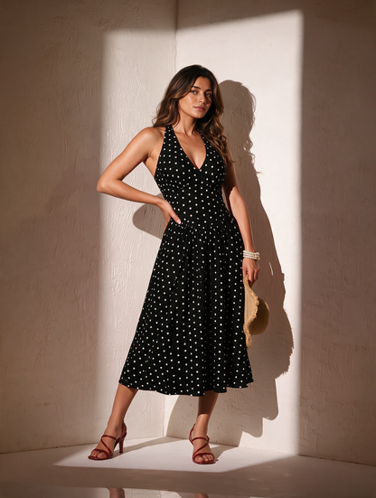 Polka Halter Neck Dress
